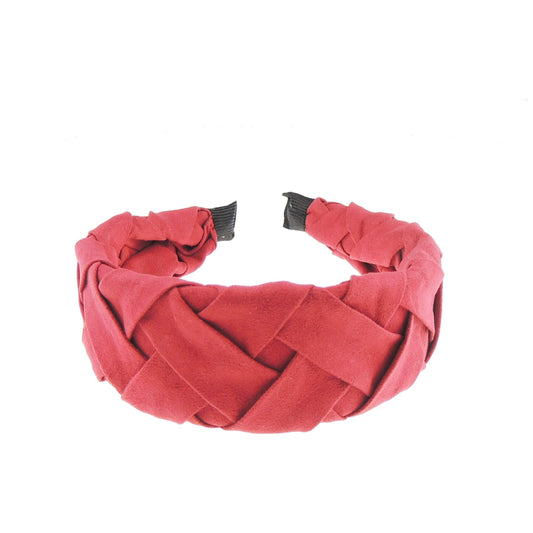 Ladies Wide Plaited Suede Look Block Colour Headband Alice Band