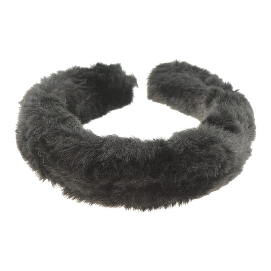 Womens Girls Thick Wide Soft Plush Faux Fur Fabric Boho Vintage Look Winter Christmas Birthday Wedding Bridesmaid Party Headpiece Accessories Hairband Head Hair Headband Alice Band