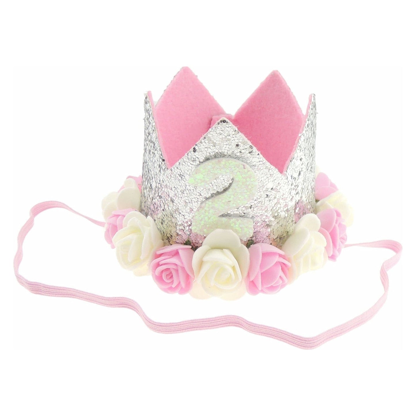 Baby Boys Girls Glitter 2 Two 2nd Years Birthday Elasticated Crown