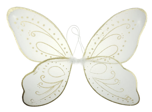 Glamour Girlz Large Fancy Dress Christmas Nativity School Play Fairy Butterfly Princess Party Wings White Gold Glitter