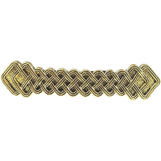 Ladies Narrow Dark Silver Tone Gold Hair Barrette Clip Viking Nordic Celtic Byzantine Basket Weave