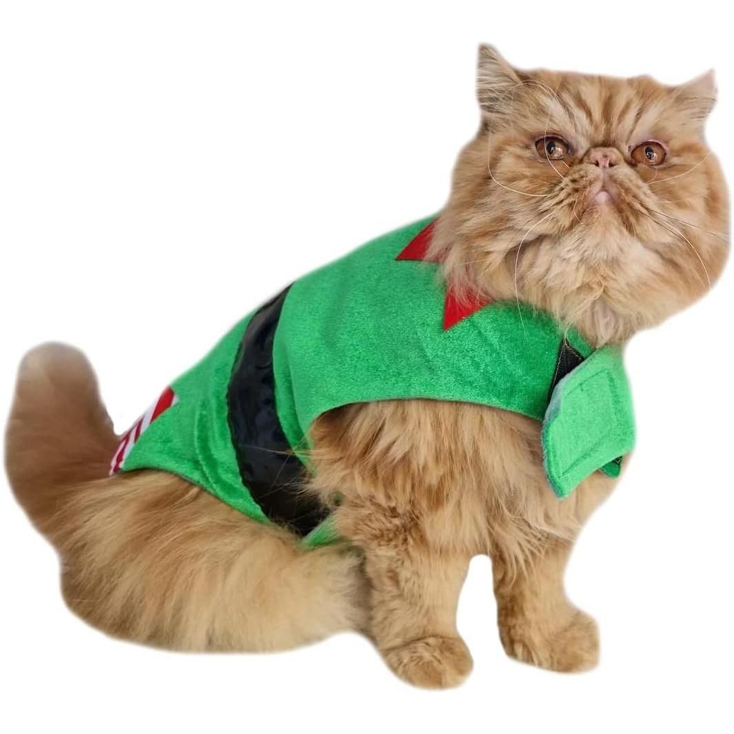 Cute Funny SMALL DOG ONLY Doggie Puppy Kitten Cat Christmas Xmas Outfit Fleece Warm Winter Girl Boy Jumper Coat Clothes Hoodies Costume Ideas Pullover Sweater Red Green Elf Santas Helper