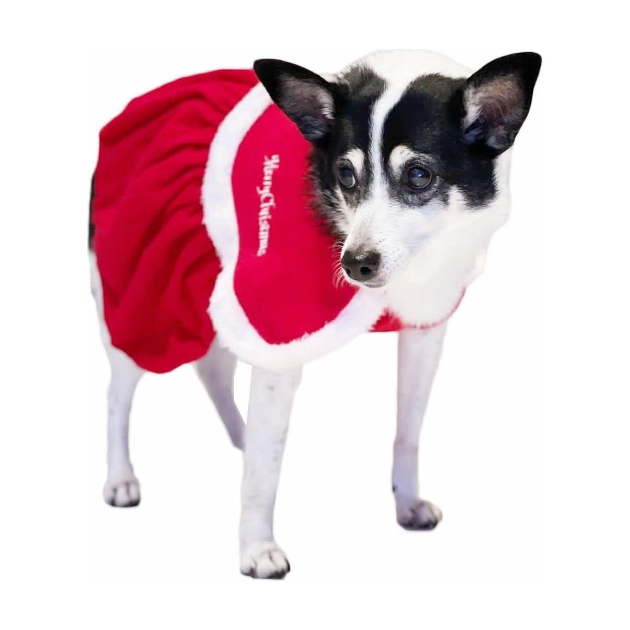 SMALL DOG BREED ONLY Cat Christmas Red White Santa Dog Winter Coat Outfit