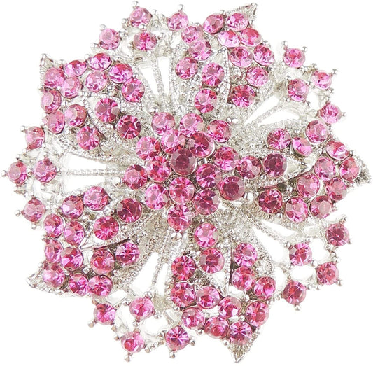 Sparkly Crystal Diamante Round Flower Starburst Bouquet Lapel Brooch Scarf Hat Pin Badge