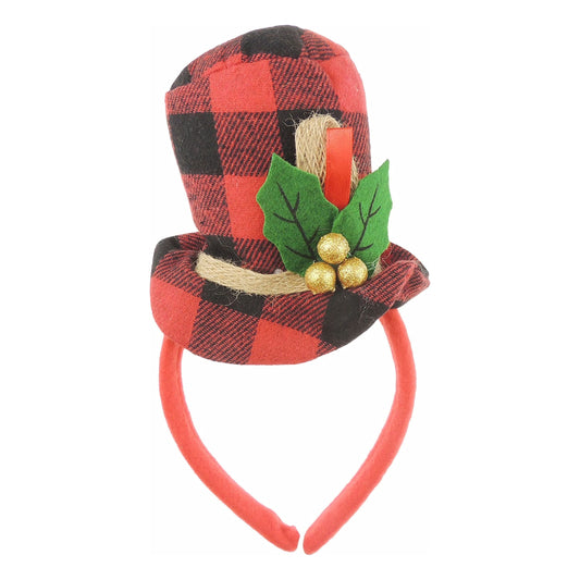 Unisex Womens Mens Festive Christmas Nativity Costume Outfit Party Headband Hair Hoop Alice Band Hairband Deeley Springs Bopper Plush Deer Antler Ears Reindeer Red Black Top Hat