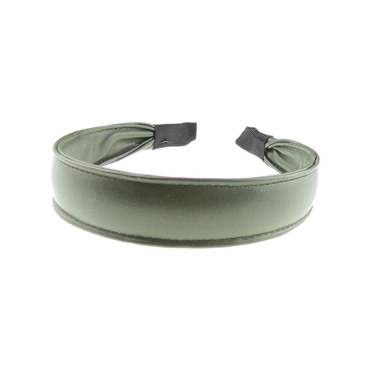 Ladies Leather Look 3cm Stitched Edge Headband Alice Band (Olive)