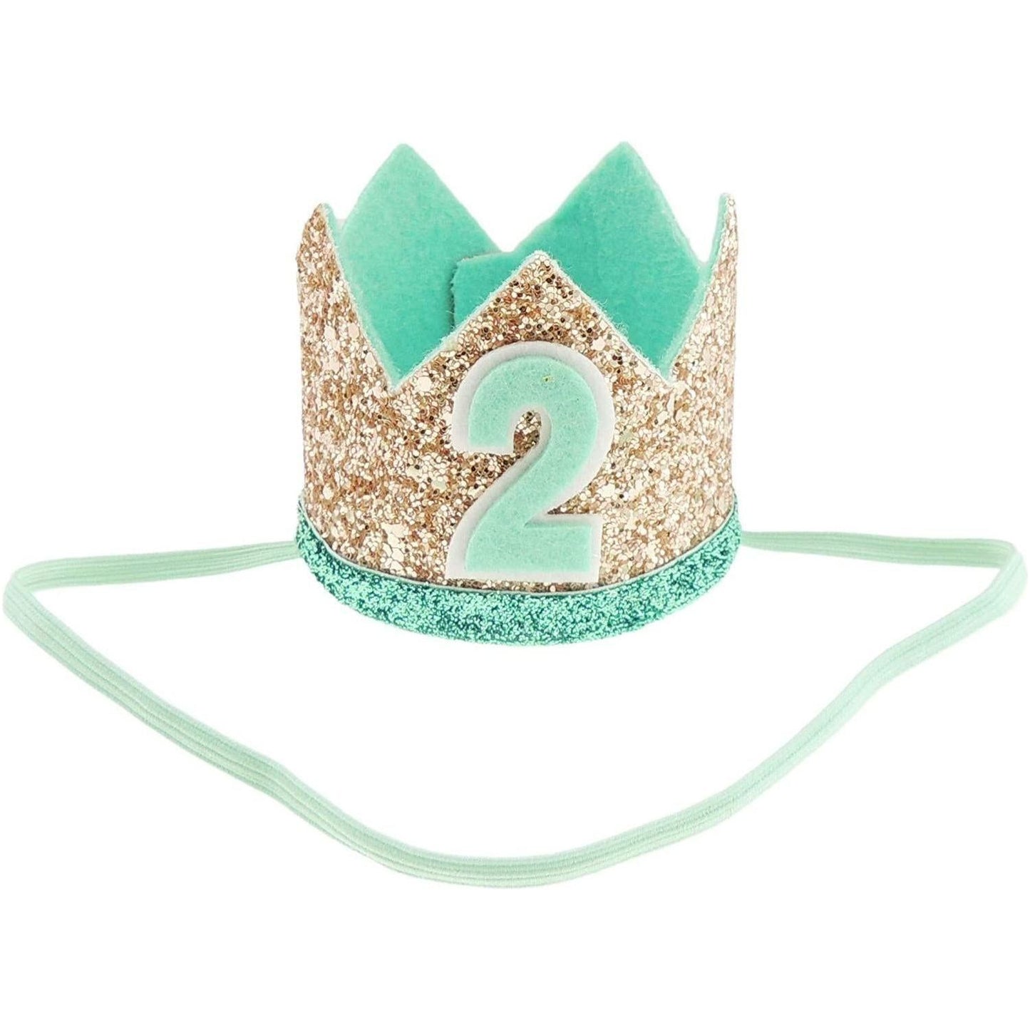 Baby Boys Girls Glitter 2 Two 2nd Years Birthday Elasticated Crown