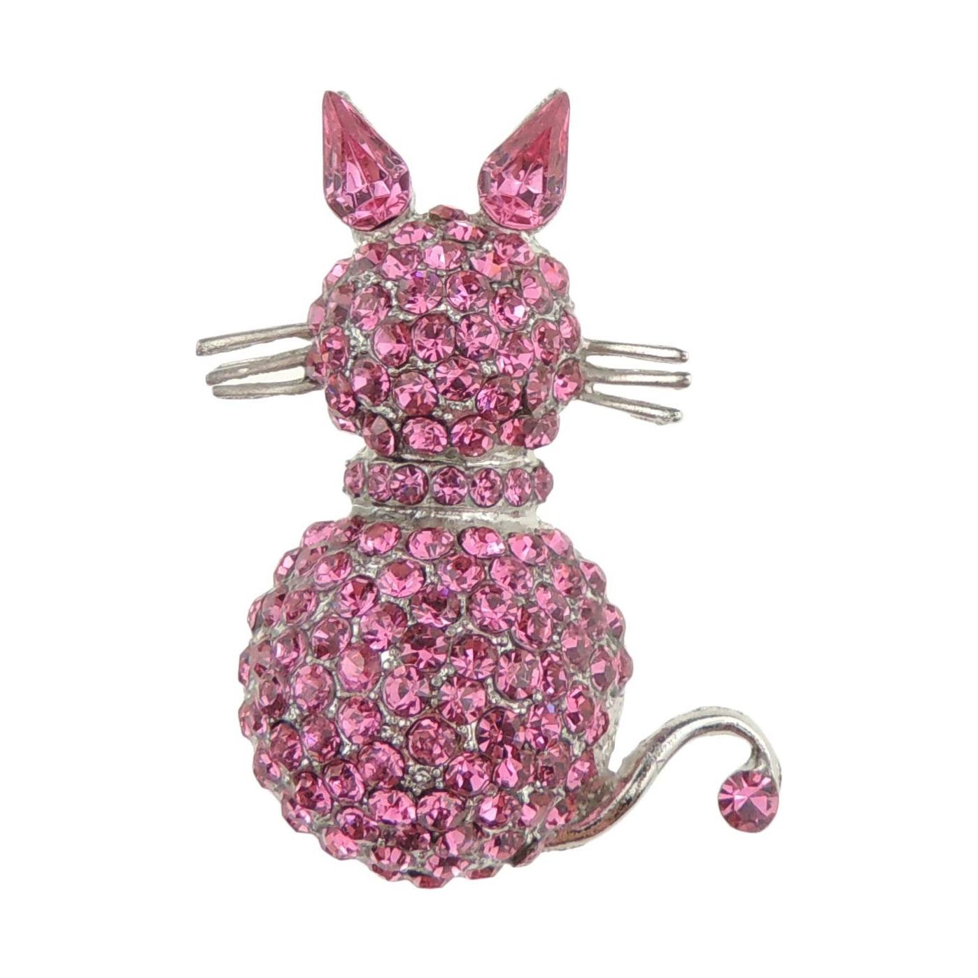 Ladies Mens Extra Sparkly Cute Crystal Diamante Encrusted Brooch itty Sitting Cat