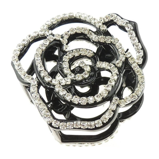 Extra Sparkly Black Diamante Crystal Evening Ladies 8cm Hair Claw Clamp Rose