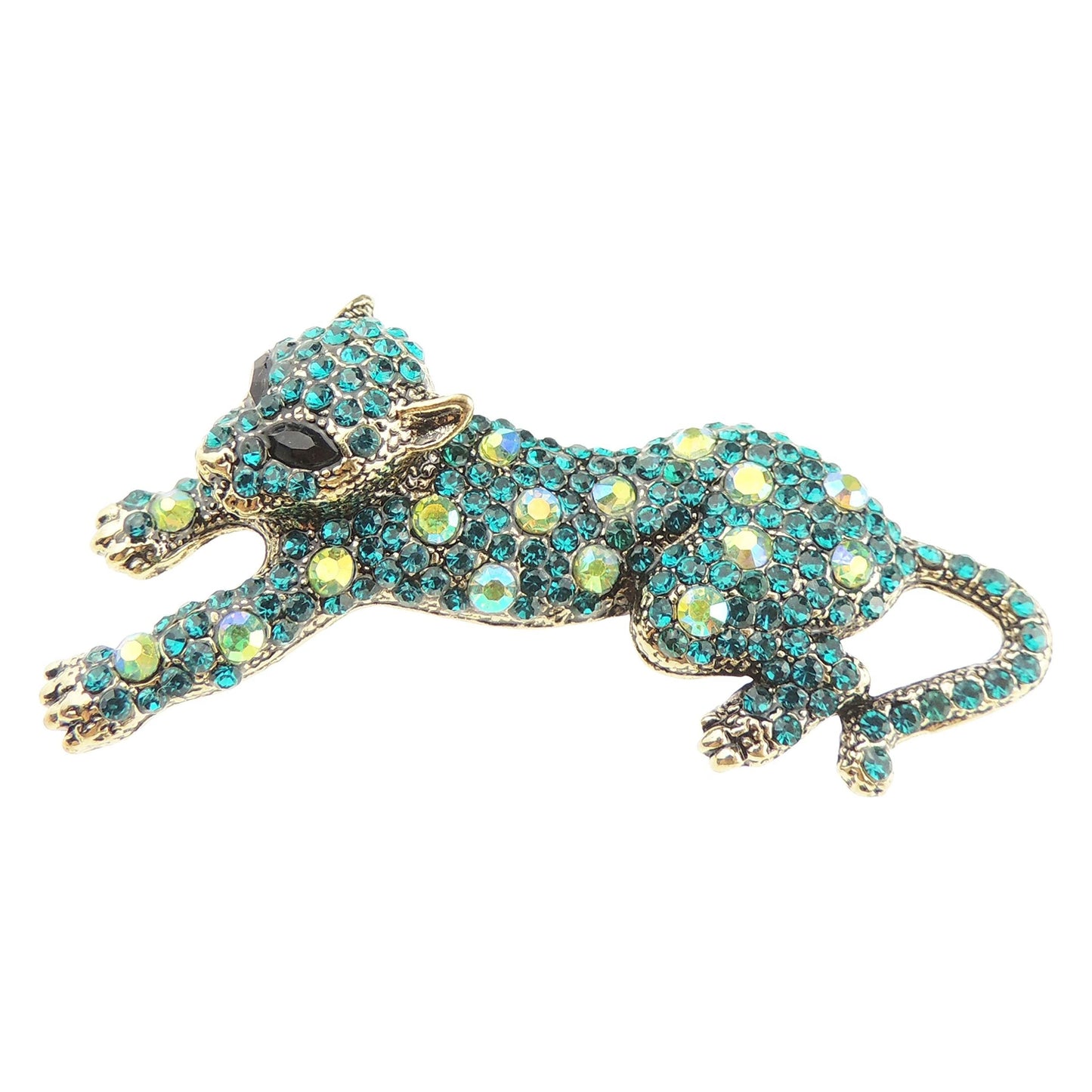 Sparkly Womens Wedding Christmas Birthday Coat Scarf Coat Jacket Shawl Mother Groom Bride Diamante Crystal Brooch Badge Breastpin Pin Gift Sitting Leopard Cheetah Cat Kitten Kitty