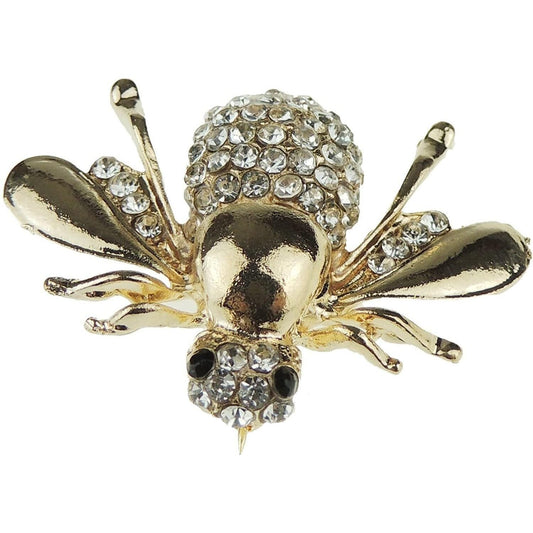 Ladies Sparkly Crystal Diamante Honey Bee Brooch