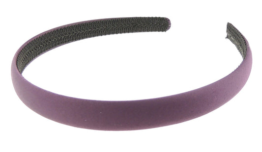 Ladies Girls 1.5cm Satin Covered School Headband Alice Band (Plum)