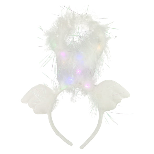 Glamour Girlz Ladies Mens Fancy Dress Party Halloween Christmas White Black Good Bad Angel Halo Feather Angel Halo Deeley Bopper Headband Alice Band