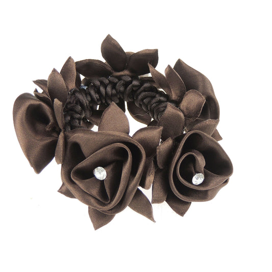 Satin Rosette Girls Ladies Bridal Bridesmaid Floral Hair Tie