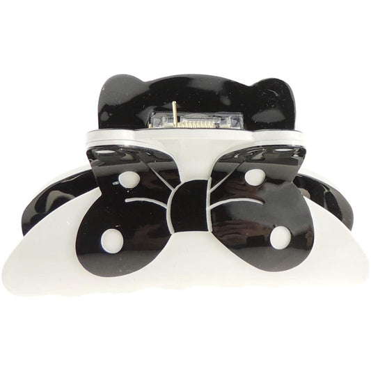 Ladies Strong Big Bow Ribbon Black Print Hair Claw Clamp Clip Polka Dot