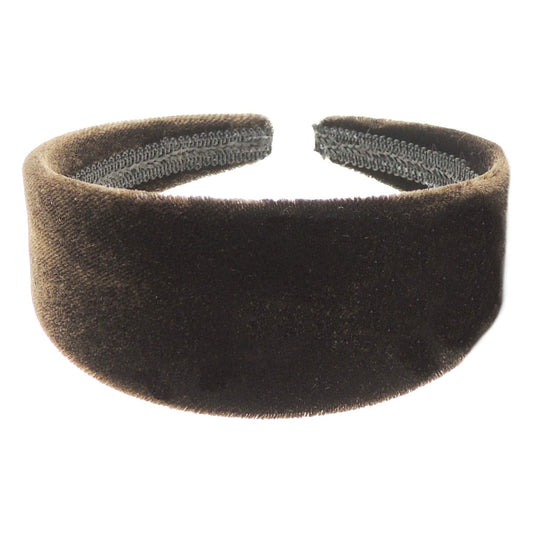 Small Head Ladies Girls Velvet Evening Velvet Wide Headband Alice Band (Chocolate)