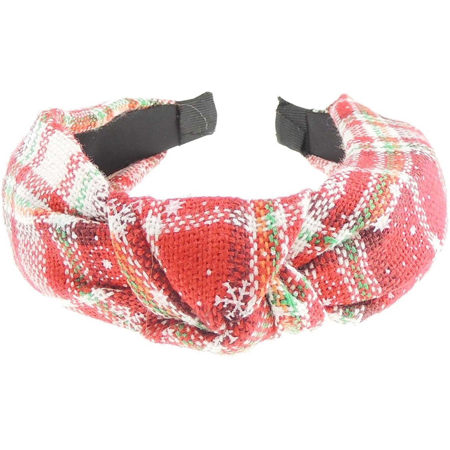 Festive Christmas Tartan Plaid Tweed Fabric Womens Girls Bow Knotted Top Knot Twist Twisted Turban Winter Headpiece Deeley Bopper Dance Party Headband Hair Alice Band