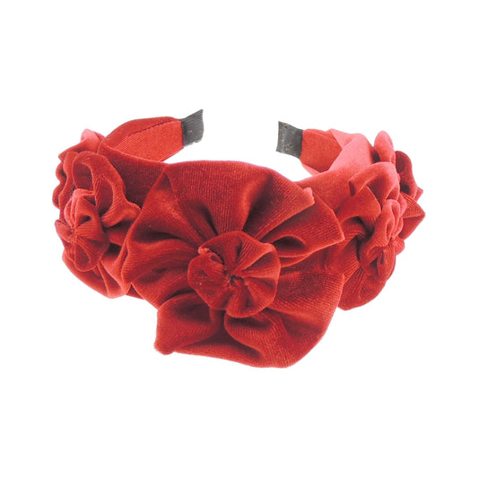 Womens Luxury Large Velvet Rosette Rose Flower Wide Velvet Winter Evening Wedding Party Birthday Bridal Christmas Birthday Bridesmaid Headband Alice Band Hair Accessories Hairband