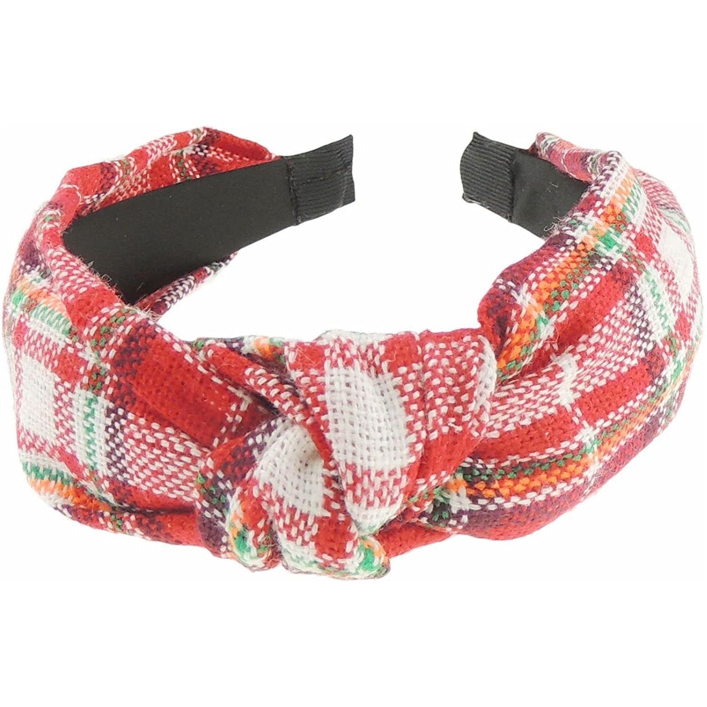 Festive Christmas Tartan Plaid Tweed Fabric Womens Girls Bow Knotted Top Knot Twist Twisted Turban Winter Headpiece Deeley Bopper Dance Party Headband Hair Alice Band