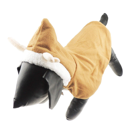 Cute Funny SMALL DOG ONLY Doggie Puppy Cat Accessories Outfit Fleece Warm Winter Girl Boy Jumper Coat Cape Clothes Hoodies Fancy Dress Costume Dress Christmas Xmas Chocolate Cape Reindeer (XSmall)