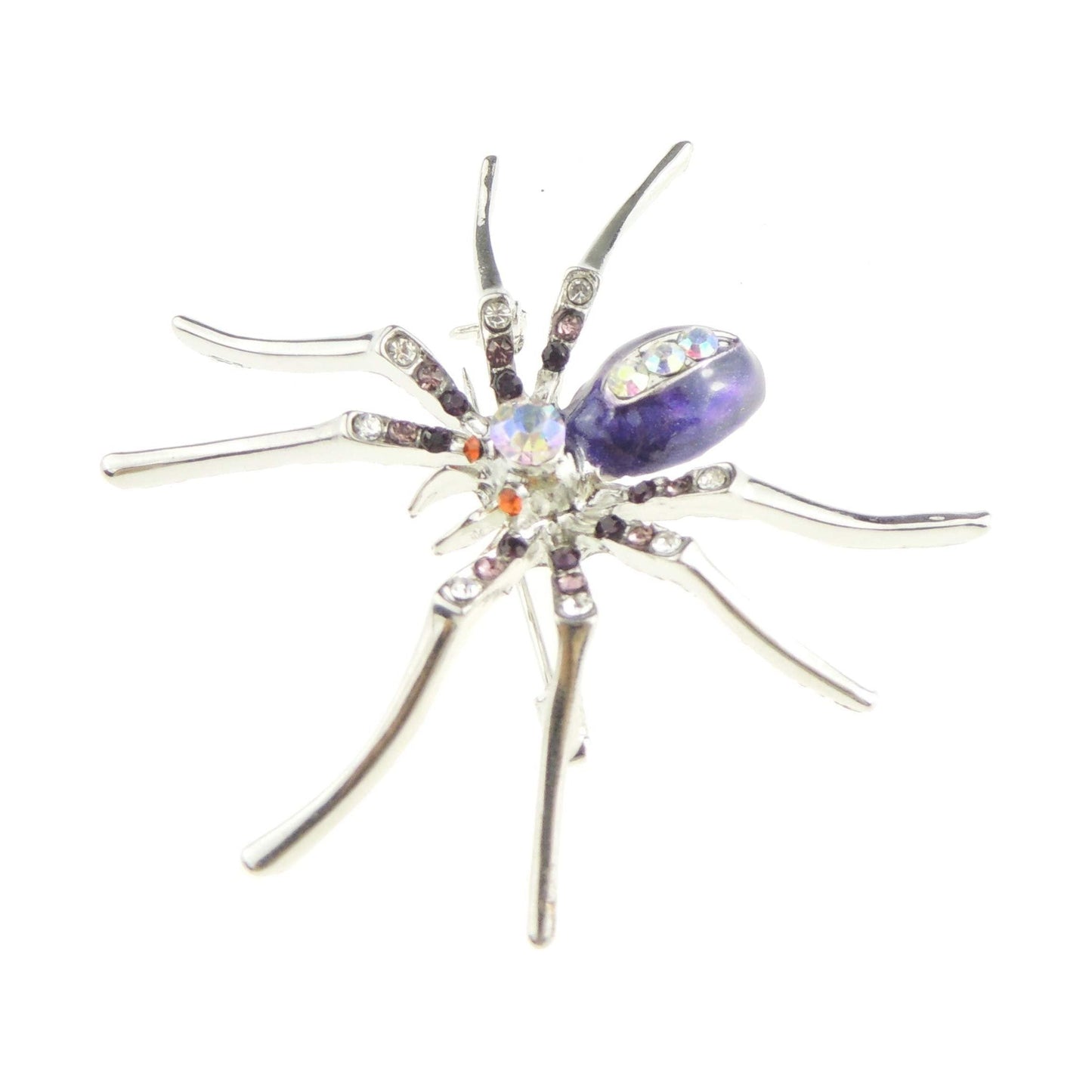 Unisex Diamante Rhinestone Crystal Enamel Halloween Fancy Dress Spider Badge Brooch