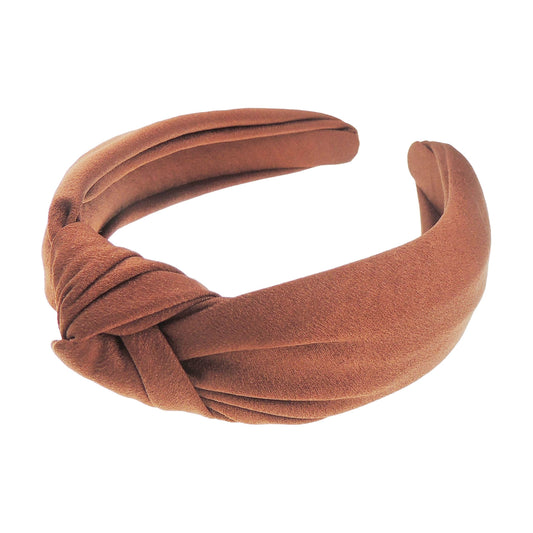 Ladies Top Knot Matte Chiffon Evening Wedding Bridal Headband Alice Band (Brown)