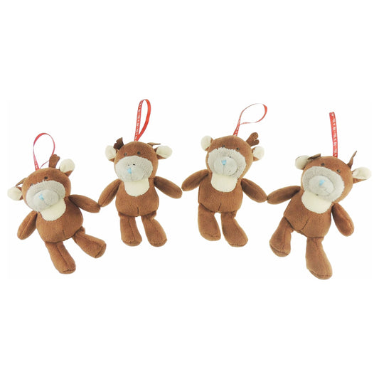 Me To You Set of 4 Festive Soft Tatty Teddy Reindeer Christmas Tree Decoration Ornament Baubles