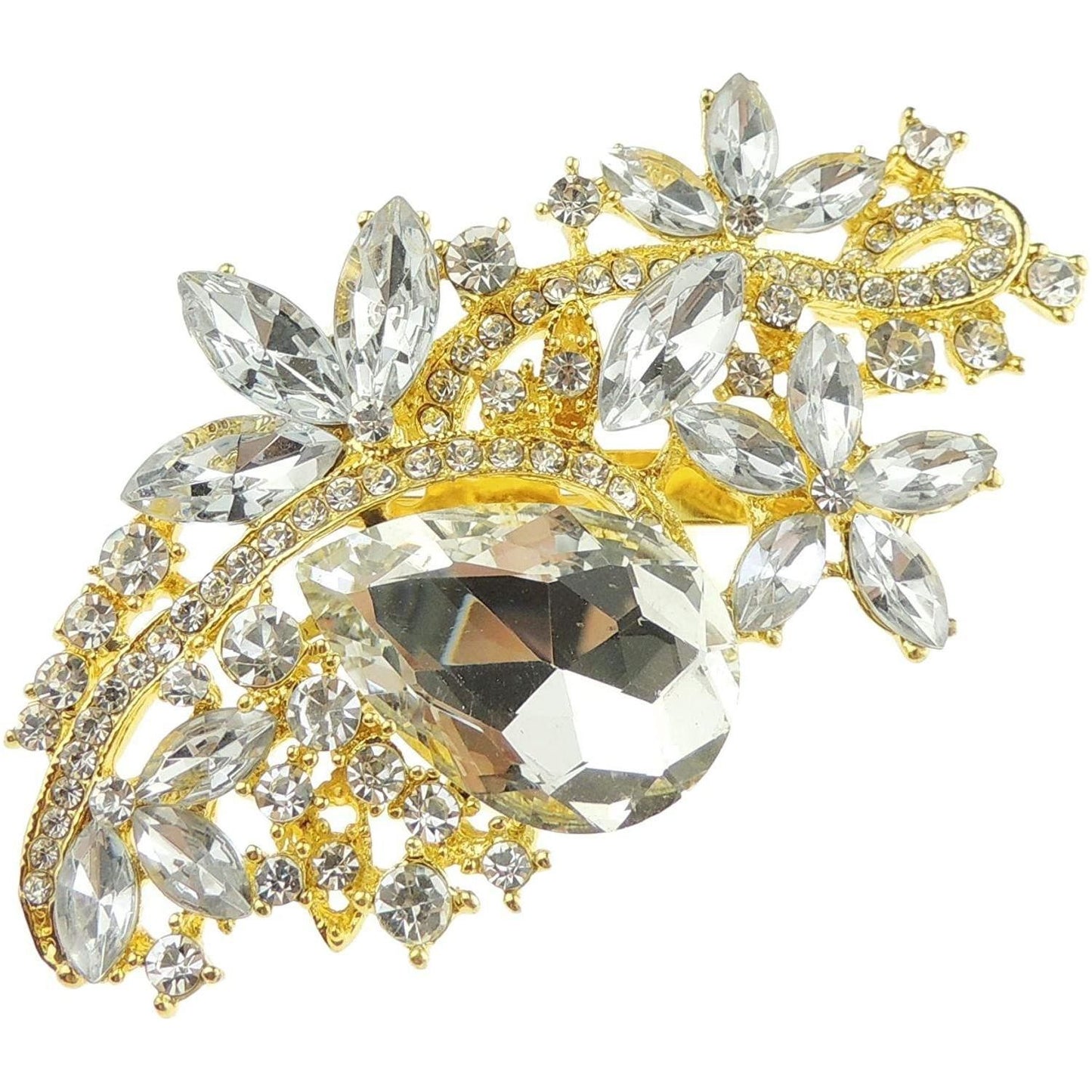 Pretty Crystal Diamante Sparkly Large Chunky Bouquet Lapel Brooch