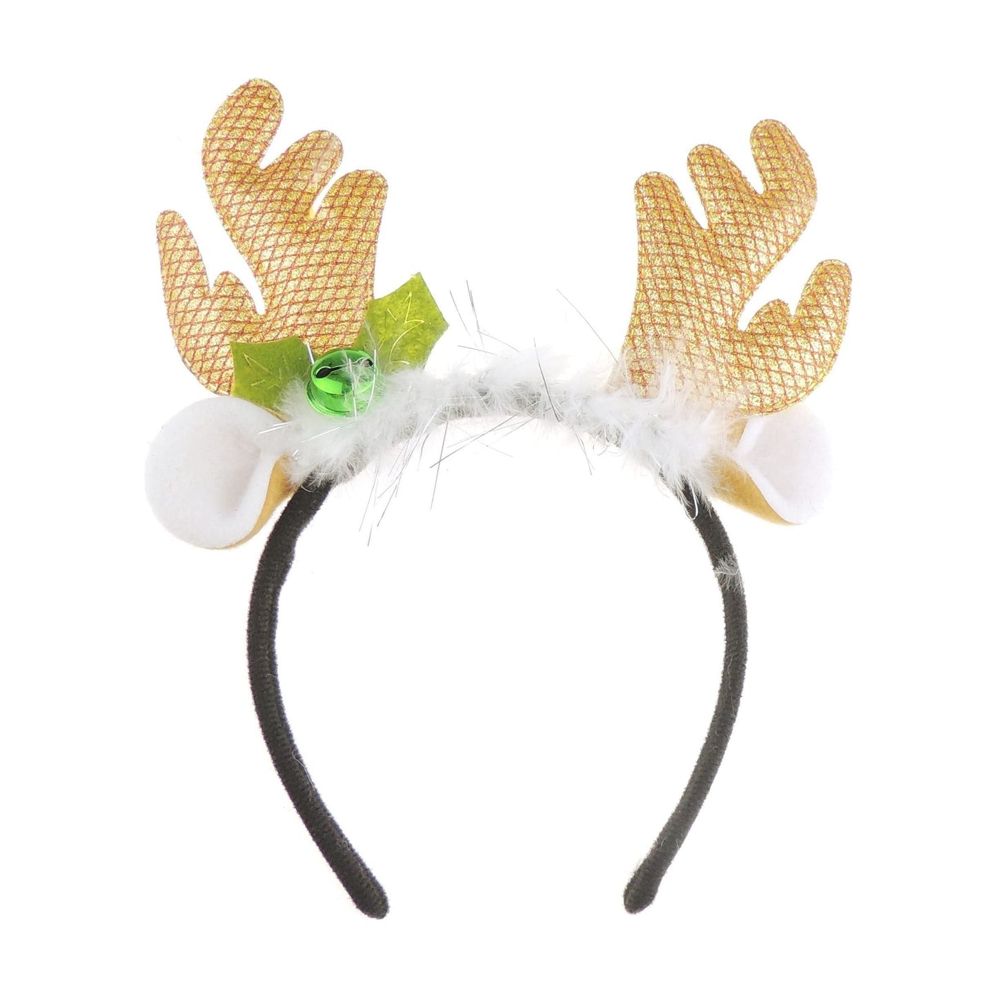 Unisex Womens Mens Festive Christmas Nativity Costume Outfit Party Headband Hair Hoop Alice Band Hairband Deeley Springs Bopper Plush Deer Antler Ears Reindeer Metallic Glitter