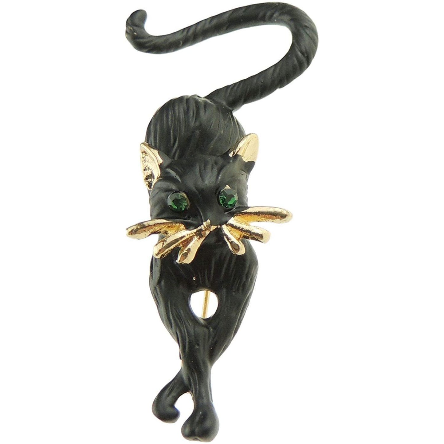 Glamour Girlz Matte Black Pleased Looking Kitty Cat Paws Crossed Badge Brooch