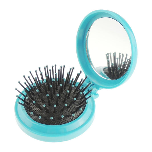 Womens Mens Girls Handbag Purse Pocket Car Travel Round Mini Compact Folding Collapsable Small Wet Dry Long Short Curly Detangling Hair Brush Comb Hairbursh Makeup Mirror