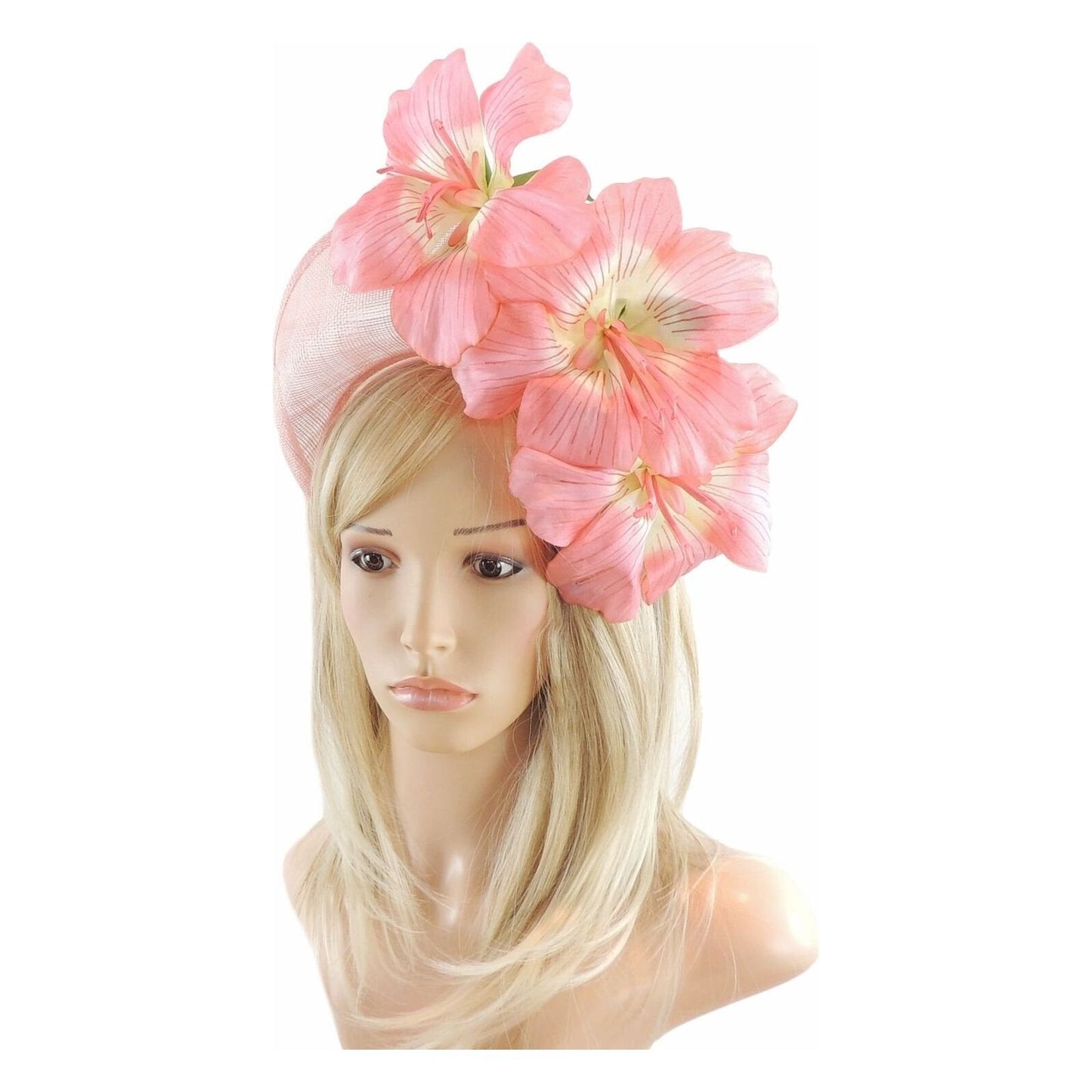 Pale Pink Coral Halo Crown Kentucky Derby Fascinator Hat Padded Headband