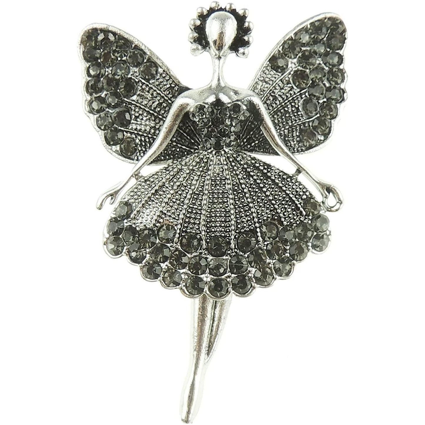 Ladies Crystal Diamante Evening Lapel Brooch Dancing Ballerina Tutu Moving Legs Multicolour