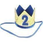 Baby Boys Girls Glitter 2 Two 2nd Years Birthday Elasticated Crown