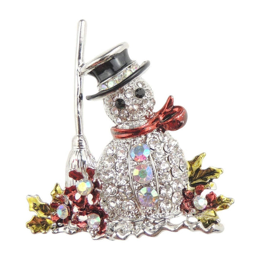 New Ladies Sparkly Crystal Diamante Pumpkin Halloween Broom Autumn Thanksgiving Brooch Pin