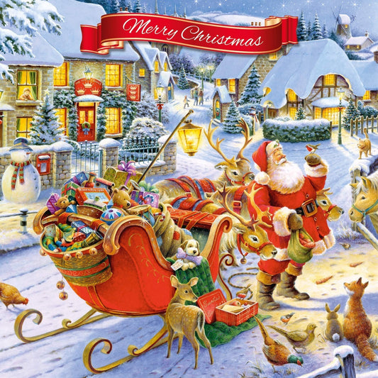 Carte Blanche FANTASTIC COLOURFUL 3D SANTAS & HIS SLEIGH CHRISTMAS GREETING CARD