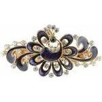 Ladies Enamel & Diamante Evening Occasion Stencil Hair Barrette Clip Peacock Waves