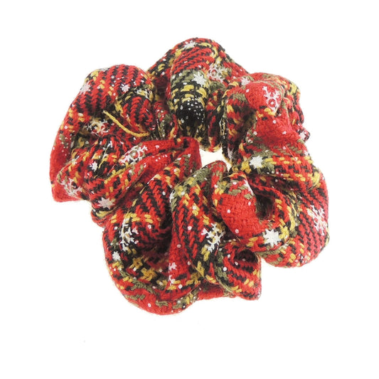 Ladies Girls Red Green Tartan Snowflake Festive Christmas Hair Elastic