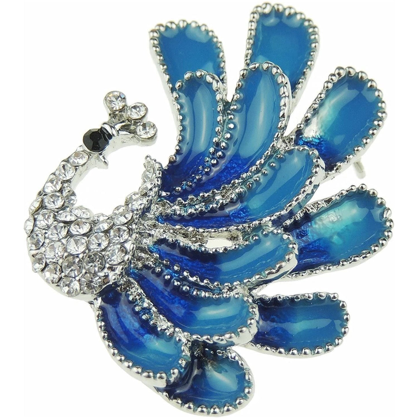 Ladies Men's Small Teal Green Peacock 4.5cm Flower Lapel Brooch