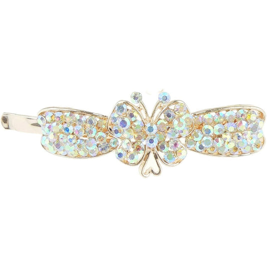 Ladies 6cm Crystal Diamante Hair Grip Slide Wide Long Butterfly