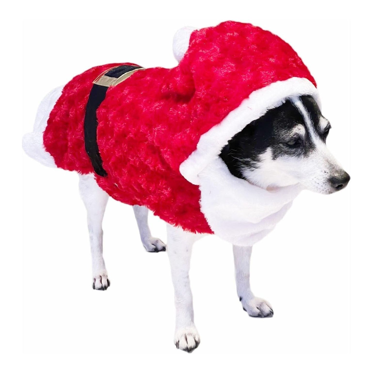 Cute Festive Red Funny Santa Claus Father Christmas Party Boy Girl SMALL DOG BREED ONLY Puppy Kitten Cat Warm Winter Fleece Costume Clothes Jumper Dress Skirt Coat Walking Hoodie Outfit