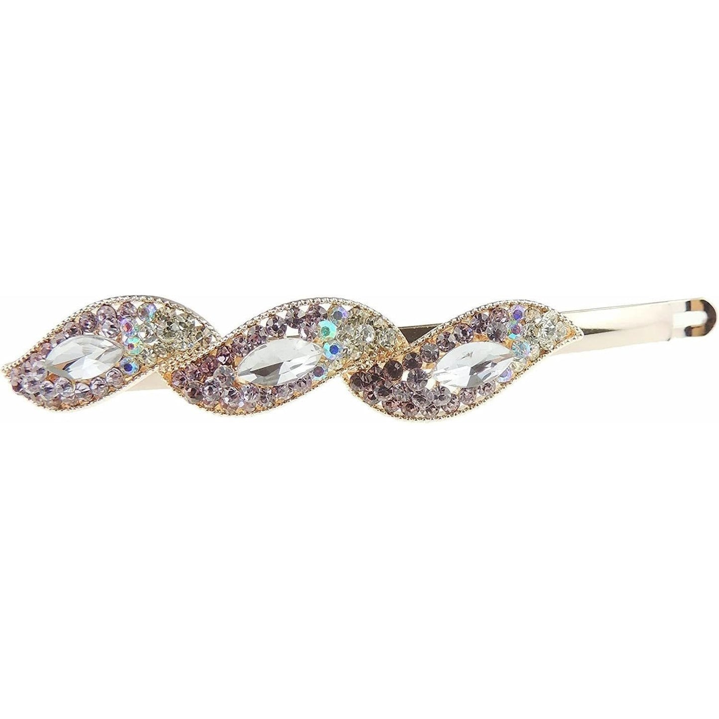 Ladies 9cm Crystal Diamante Hair Grip Slide Waves