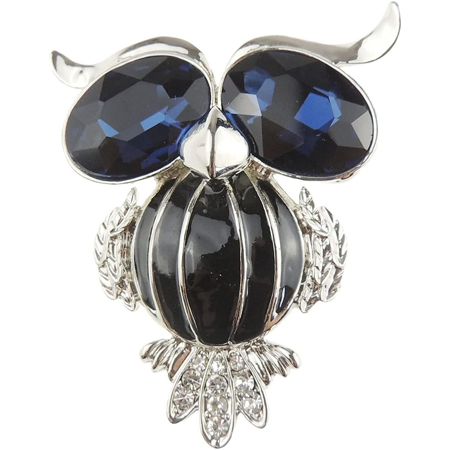 Ladies Mens Diamante Crystal Large Eyes Fat Owl Bird Brooch