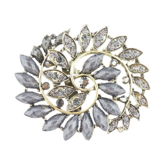 Ladies Large Evening Crystal Sparkly Brooch Swirly Pinwheel Flower Star