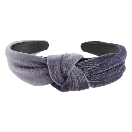 SMALL HEAD Ladies Girls Wide Winter Velvet Top Knot Headband Alice Band (Purple)