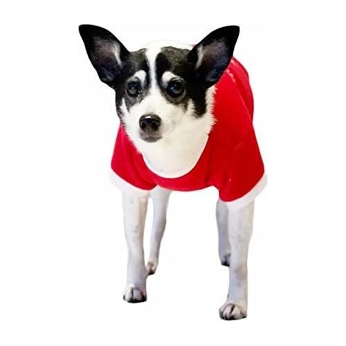 SMALL DOG BREED ONLY Puppy Kitten Cat Cute Festive Red Funny Claus Father Santa Party Boy Girl Warm Winter Fleece Costume Clothes Jumper Sweatshirt T-Shirt Hoodie Outfit Merry Christmas