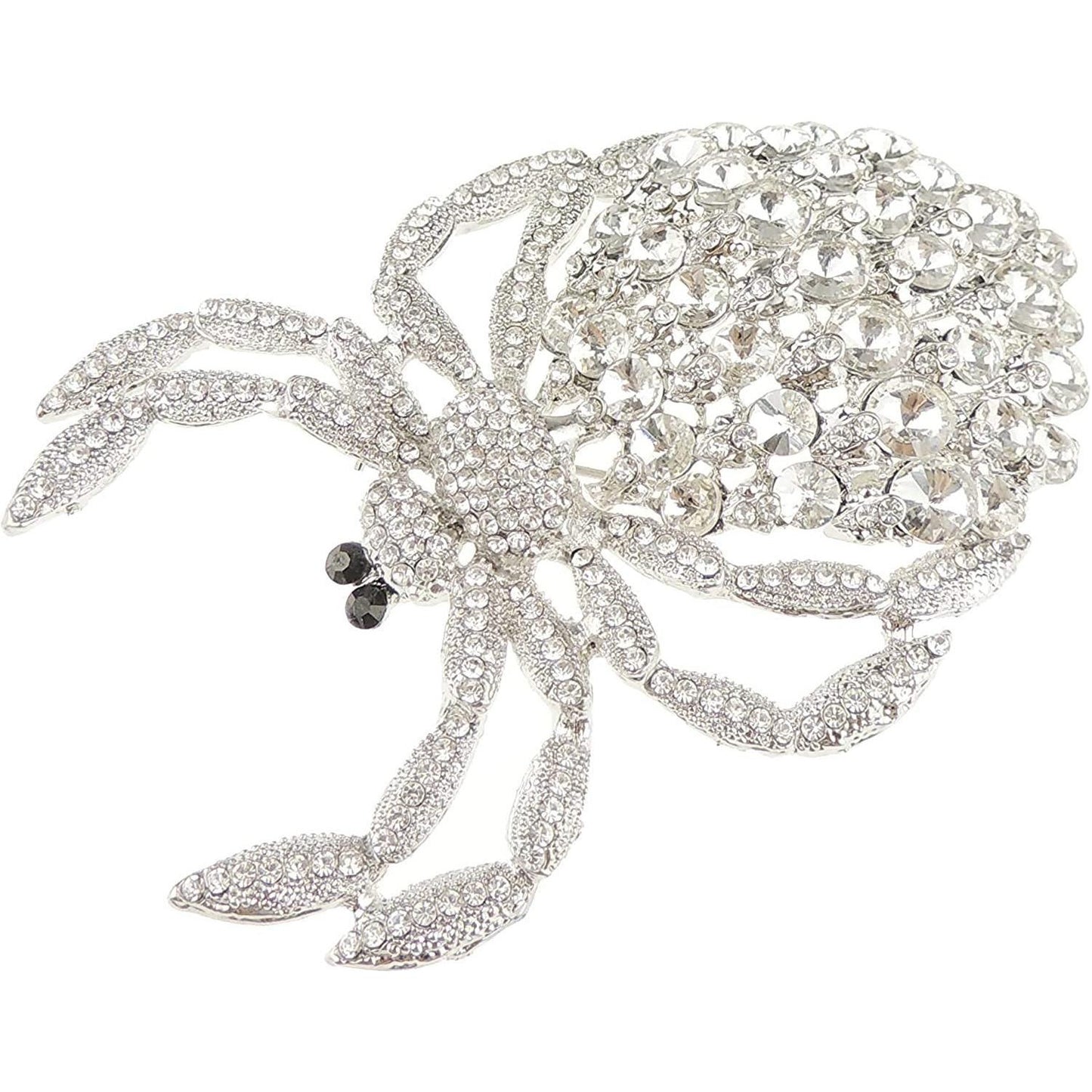 Sparkly Bridal Wedding Christmas Party Birthday Gift Saree Scarf Mother Bride Groom Diamante Crystal LARGE Statement Brooch Badge Breastpin Corsage Pin Halloween Animal Insect Spider