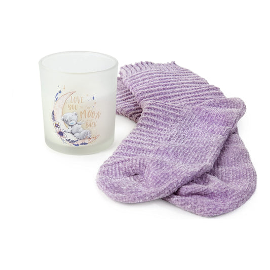 Me To You Bear Tatty Teddy Moon & Back Candle & Socks Gift Set,AGZ01125, Purple ME to You