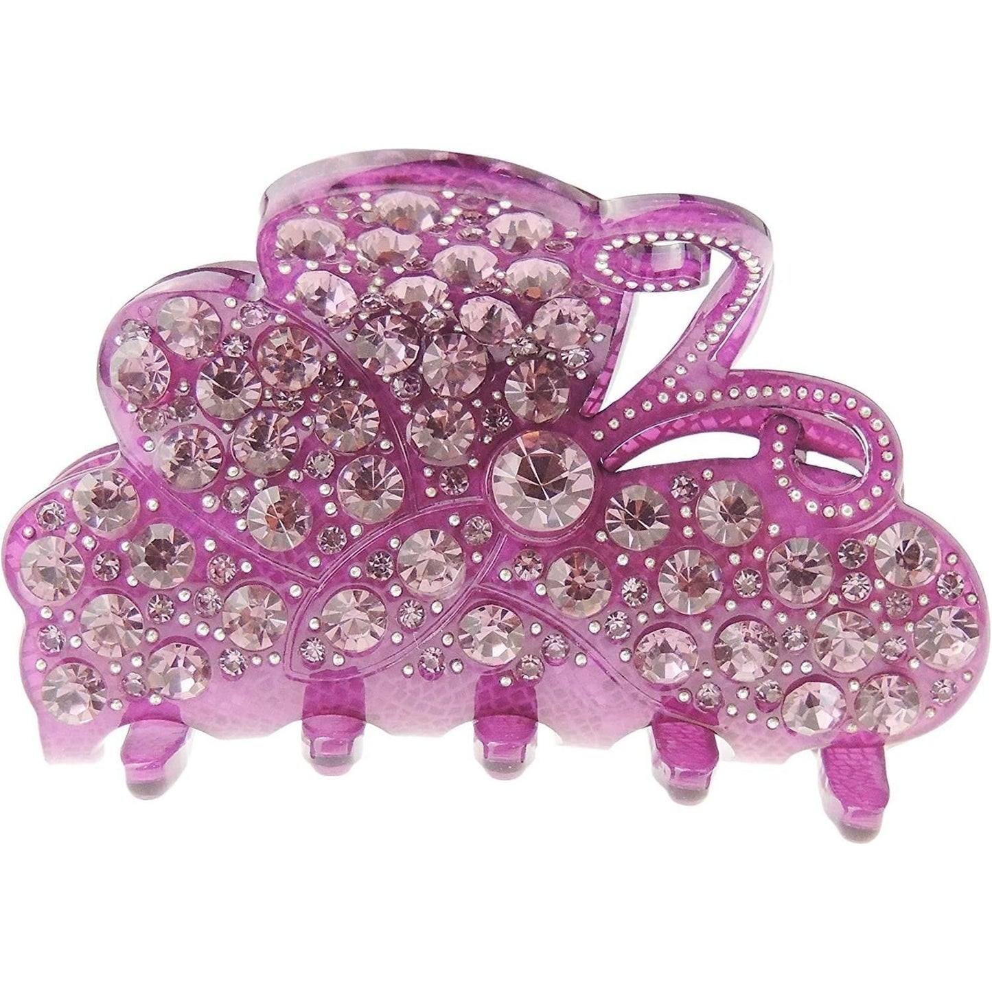 Extra Sparkly Women Girls Crystal Diamante Rhinestone Gems Wave Jaw Clip Octopus Clamp Grip Bridal Wedding Party Fine Thin Medium Short Styling Hair Butterfly Claw Wings Flying