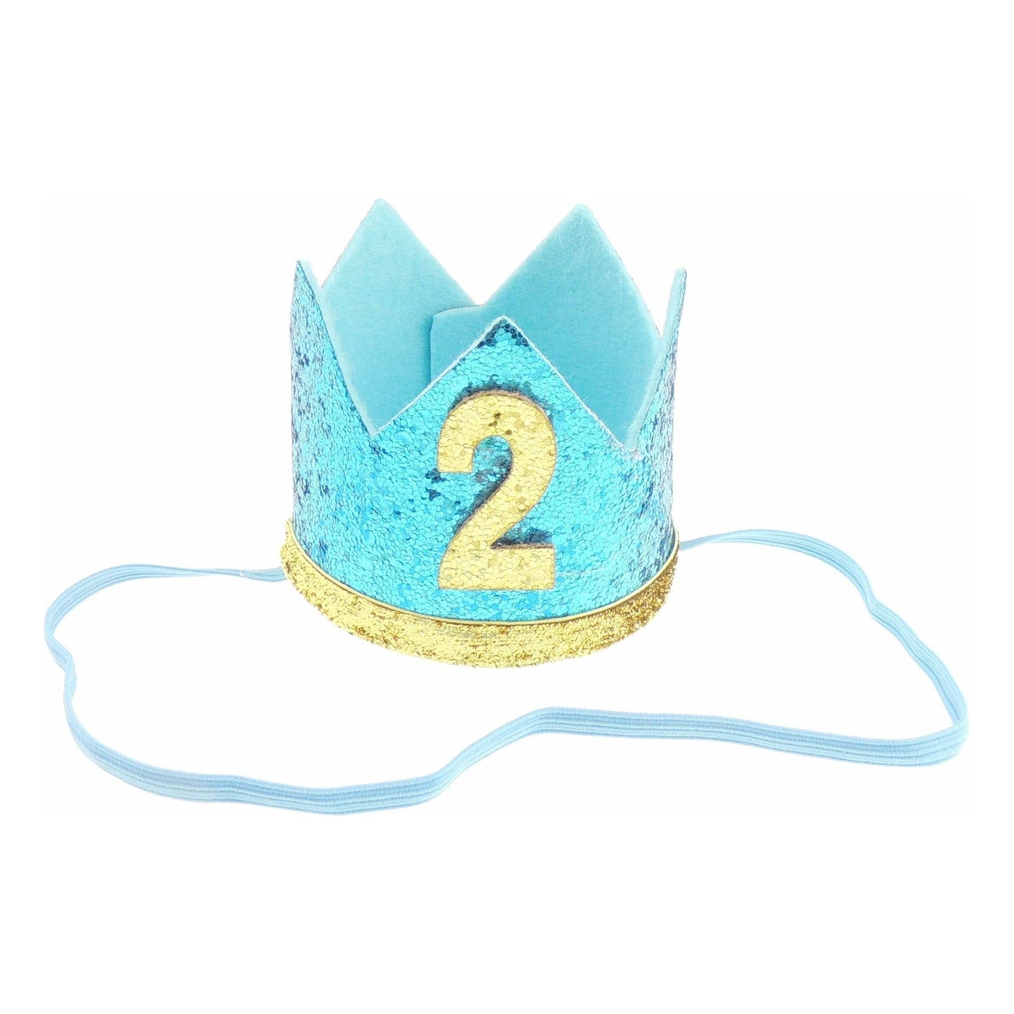 Baby Boys Girls Glitter 2 Two 2nd Years Birthday Elasticated Crown